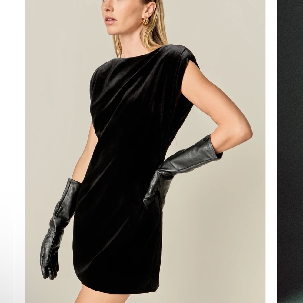 English Factory Velvet Power Shoulder Mini Dress